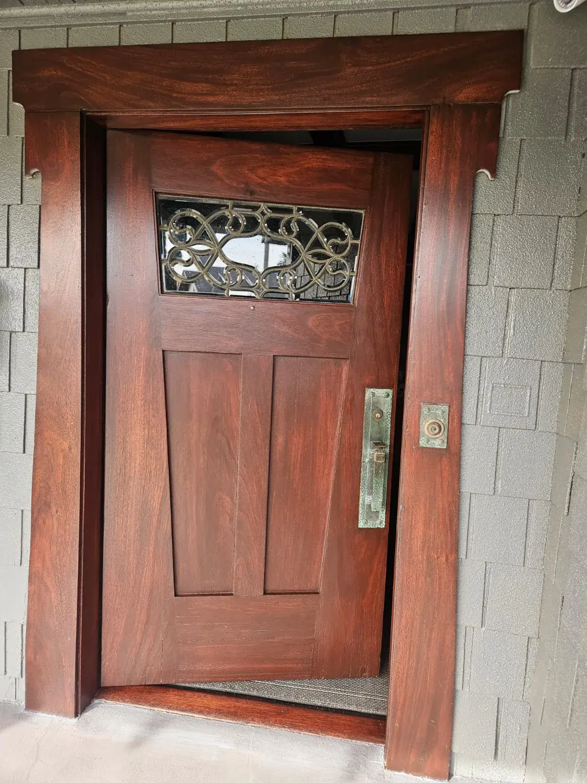 Refinished wood front door